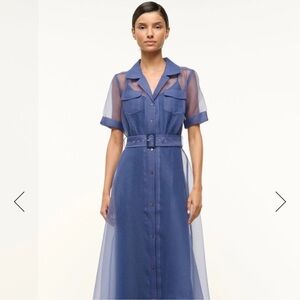 STAUD Blue Sheer Maxi Dress